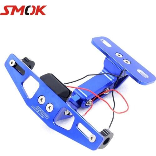 Universal Motorcycle CNC License Registration Plate Holder With LED Light For Yamaha XMAX 125 MT10 ER6F FZ6 S2 MT09 2017