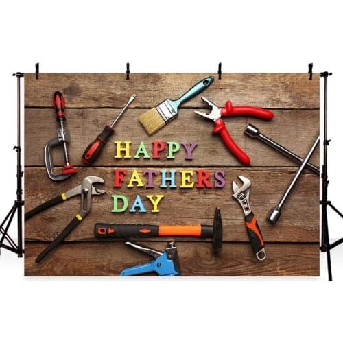 Wood Floor Vinyl Backdrops for Happy Fathers Day 7x5 Wokring Tool Photography Background Wood Floor for Photo Studio Custom