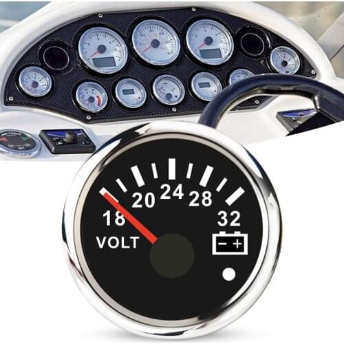 52 mm Voltmeter Volt Meter Voltage Gauge for Marine Yacht Waterproof Boat Car Gauges with Alarm