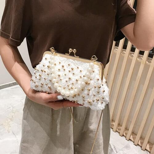 High Quality Net Red Small Bag 2021 New Trend All-match Pearl Bag Lady Rivet Chain Shoulder Bag Messenger Bag Lady Bag