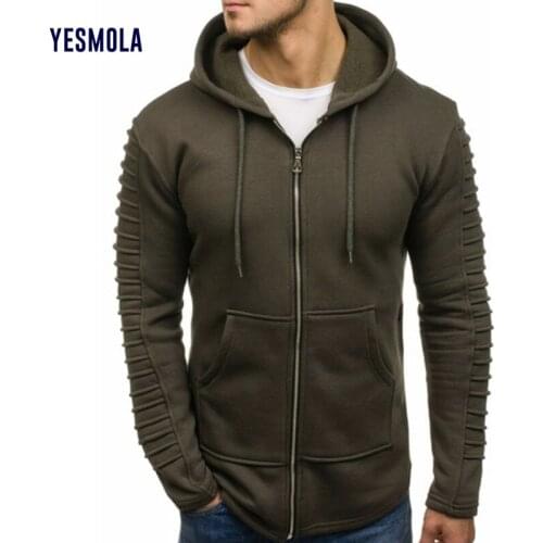 YESMOLA Mens Hoodie Striped Pleated Long Sleeve Hoodie Solid Color Long Sleeve Autumn Men Sweatshirt Top Sports Coat Outdoor