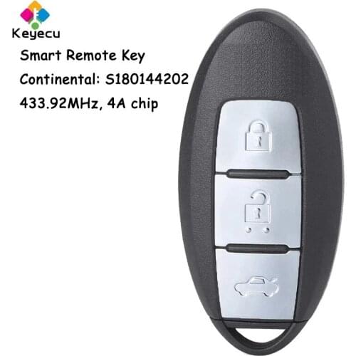 KEYECU Replacement Smart Remote Control Car Key With 3 Buttons for Infiniti Q50 Q50L Q50S Fob Continental: S180144202 433.92 MHz