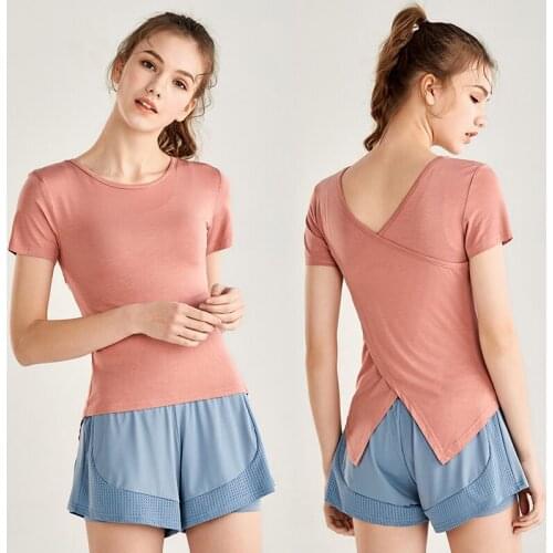 Women Yoga Shirt Short Sleeve Crop Top Sport Female Running T-Shirt Quick Dry Fitness Gym Workout Tops Sportswear S-XL