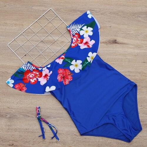 Xxl Plus Size Swimsuit Womens One Piece Bathing Suit Woman 2 Way Push Up Floral Print Beachwear Ruffle Flounce Beach Bodysuit