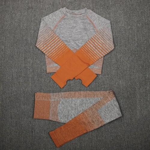 Two Piece Set Women Tracksuit Fitness Sports High Waist Push Up Leggings Long Sleeve Tops Sportwear Sets For Women