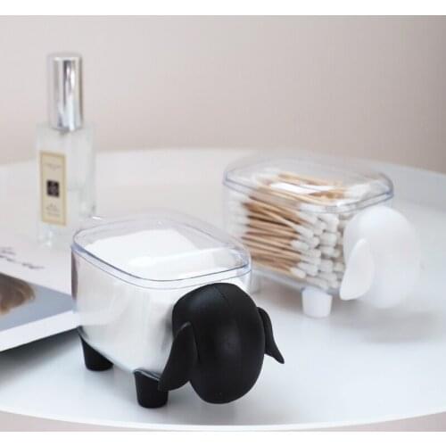Portable Toothpick Cotton Swab Storage Box Sheep Shaped Table Cosmetic Organizer Box Household Jewelry Storage Container Tools