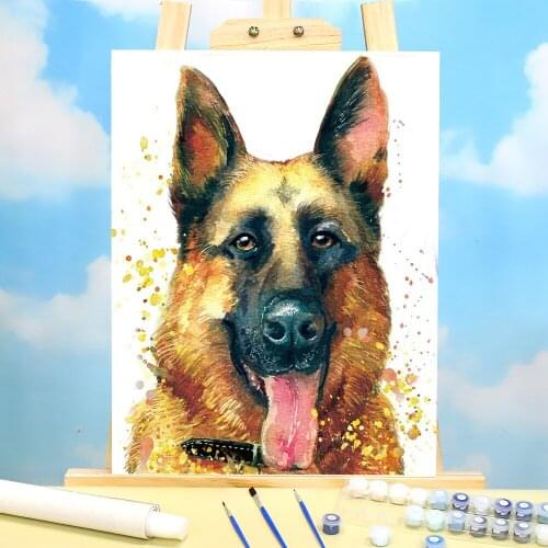 Animal German Shepherd Coloring By Numbers Painting Set Oil Paints 50*70 Boards By Numbers Handmade For Children Handiwork