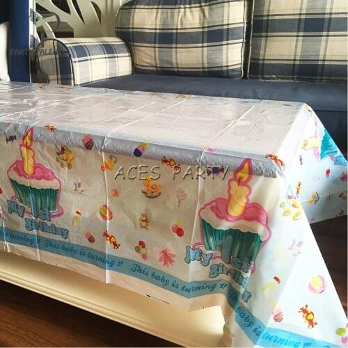 Party supplies 1pcs for baby boy kids 1st birthday party, birthday party decoration disposable table cloth table cover
