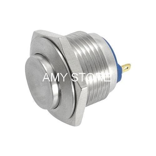 1NO DC 36V 2A Momentary 2 Pin Metal Stainless Steel High Round Head Push Button Switch 12mm Mounting Hole Car Bell Horn Computer