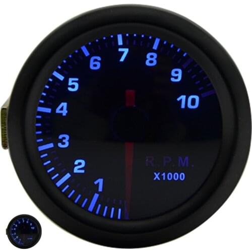 2" 52MM Universal Tachometer RPM Car Gauge Meter Auto Blue LED 0-10000 RPM 4 6 8 Cylinders