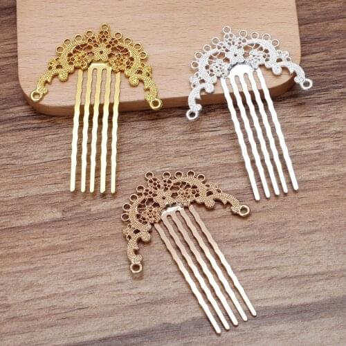 20 Pieces/Lot 45*60mm Metal Filigree Inserted Combs Decorative Hair Accessories Hair Comb For Women