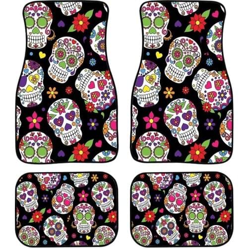 Car Floor Mat 4-piece Set of General Anti Slip Rubber Back Foot Mat Anti Slip Carpet Flower Pattern Car Foot Mat