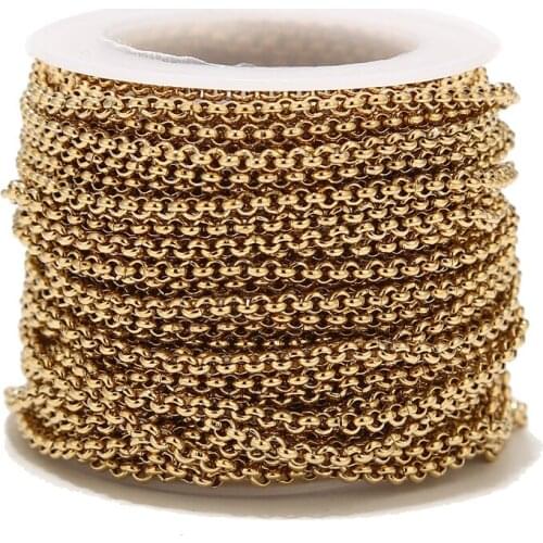 2 Meters Gold Tone Stainless Steel 2.5mm Width Cable Chains Circle Link Chain DIY For Necklace Bracelet Jewelry Making Findings