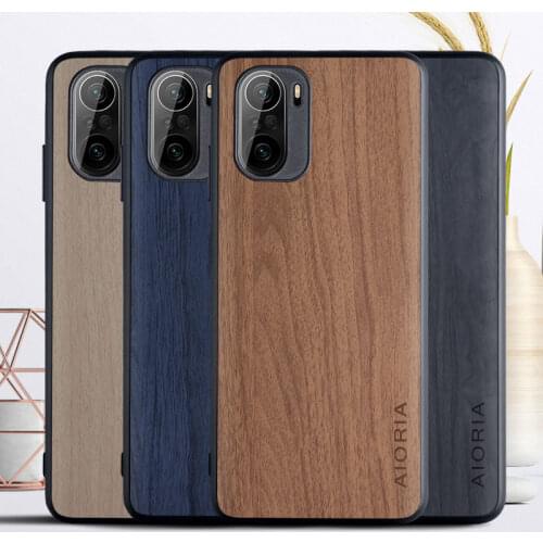 WoodLike case for Xiaomi Redmi K40 Pro Plus soft TPU Hard PC PU leather 3in1 material coque fundas covers for Redmi K40 pro