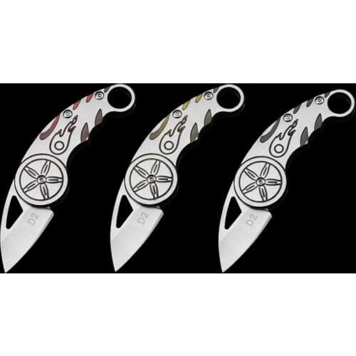 Dropship D2 steel mini size folding knife portable carry knives stainless steel handle outdoor pocket knife with lanyard hole