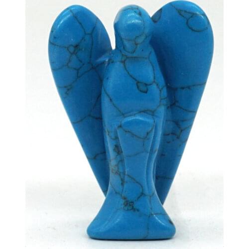 Angel Figurine Miniature Carved Natural Blue Turquoise Stone Healing Statue Crystal Home Decoration Accessories 1.5 Inch
