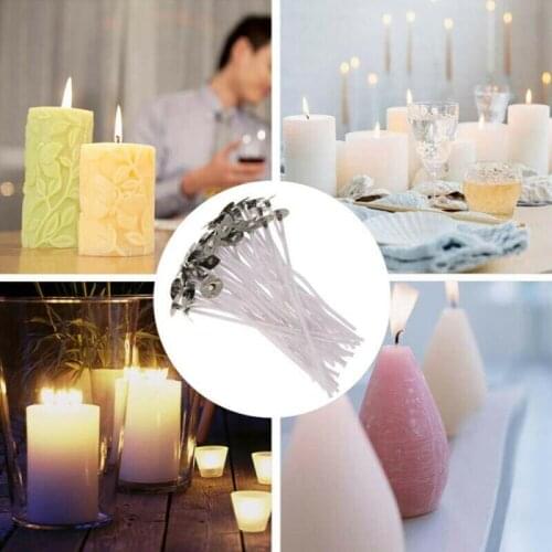 100Pcs/Set Candle Wick High Quality 4.5/8/12/15/20Cm Core Waxed Wick With Sustainer Diy Candle Handmade Making Wicks Material