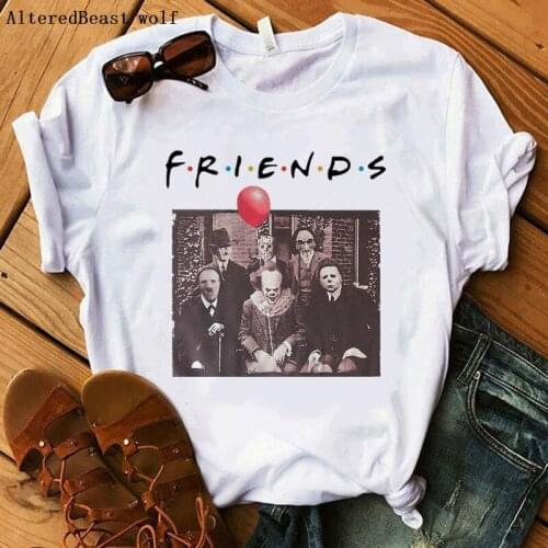 Halloween Horror Friends Women Pennywise Michael Myers Jason Voorhees halloween t shirt women vogue funny tee shirt femme
