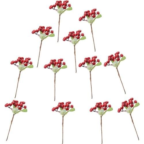 For New Year Decoration Fake Flowers Simulation Crafts Christmas Decorations Iron Wire 18cm In Length Artificial Berries Branch