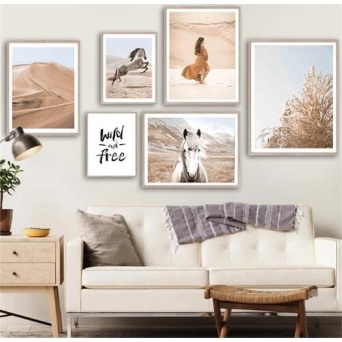 Boho Style Desert Horse Hay Girl Quote Wall Art Canvas Painting Nordic Posters And Prints Wall Pictures For Living Room Decor