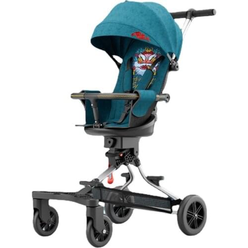 Baby Stroller One-click Folding Hand-embroidered Two-way Seat Sunshade and Sunscreen Can Go on Airplane Baby Stroller