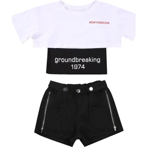 Citgeett Summer Kids Girls Fashion 3-piece Outfit Set Short Sleeve Letter Print T-shirt+ Top+Shorts Set Clothes