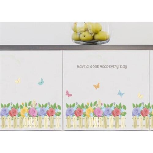 Beautiful Flowers Garden Fence Wall Stickers Living Room Bedroom Corridor Decoration Plant Mural Art Diy Pvc Home Decals Posters