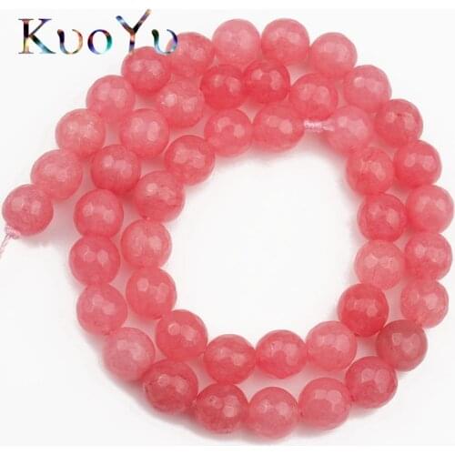 Natural Faceted Pink Chalcedony Stone Beads Round Loose Spacer Beads For Jewelry Making 15" 4/6/8/10/12mm DIY Bracelet Wholesale