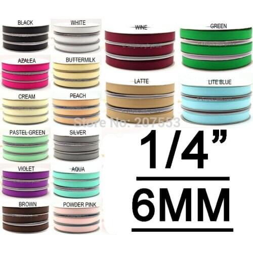 Band 1/4"(6mm) Solid Color Grosgrain Ribbon 100yards/roll 100% Polyester Packing For DIY Tape
