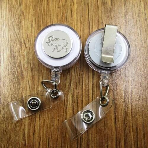 Moose ID Badge Reel gift for him/her friend family retractable recoil id badge holder work fun