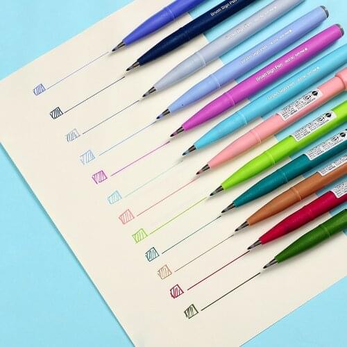 JIANWU 12pcs/set new color japan Pentel sign brush pen Flourish Special pen Color marker pen Painting supplies
