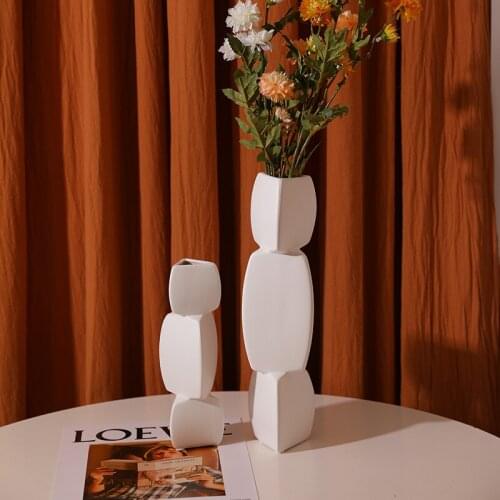 Nordic Geometric Rock Ceramic Vase Accessories Home Livingroom Desktop Figurines Furnishing Crafts Bookcase Ornaments Decoration