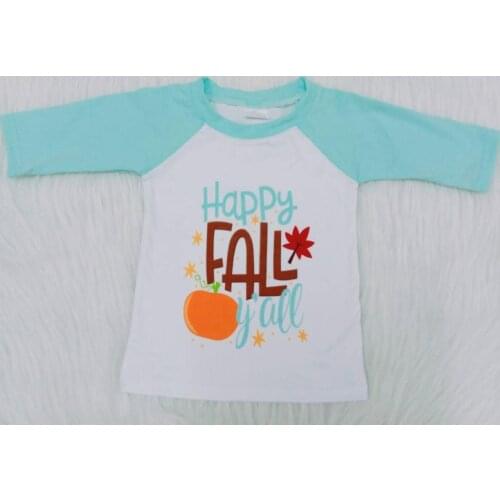 Wholesale/retail long sleeve t shirt baby girls boys unisex pumpkins pattern kids top fall letter childrens clothing gxj