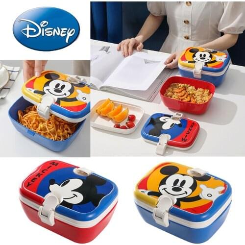 Disney Authentic Mickey Lunch Box Bento Box for School Kids Office Worker 2layers Microwae Heating Lunch Container Food Storage