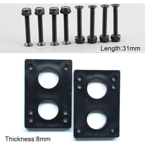 2PCS/lot 8mm Skateboard Long-board Shock Proof Parts ABS Riser Pad with 8PC Mounting Screw Bolt
