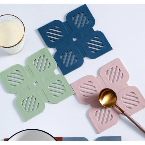 Coaster Placemat leaf clover shape Hollow Heat Resistant Oil-proof Waterproof Flower Shape Insulation Cup Pad for Home