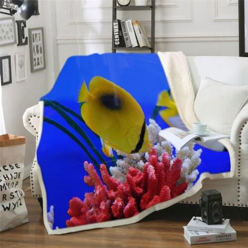 Undersea World Sea Turtle Marine Life Bed Cover Bedspread Blankets Flannel Blanket Travel Skin-Friendly Minky Fleece Lightweight