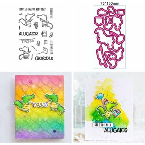 Crocodile Clear Stamp Match Metal Cutting Die Stencil For DIY Scrapbooking XMAS Decor Embossing Handcraft Die Cutting Template