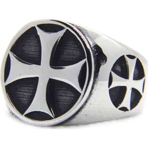 Support Dropship Polish Cross Ring 316L Stainless Steel Jewelry Fashion Punk Style Cool Cross Ring