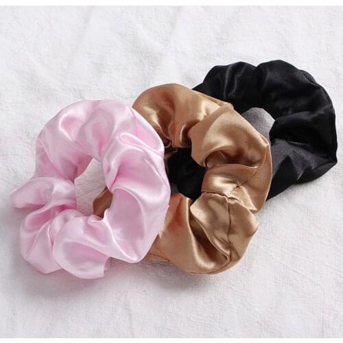 Satin Scrunchie Women Solid Color Hair Ties Sweet Girls Hair Accessories 2019 Headbands For Women Silky Donut Grip Loop Hairband