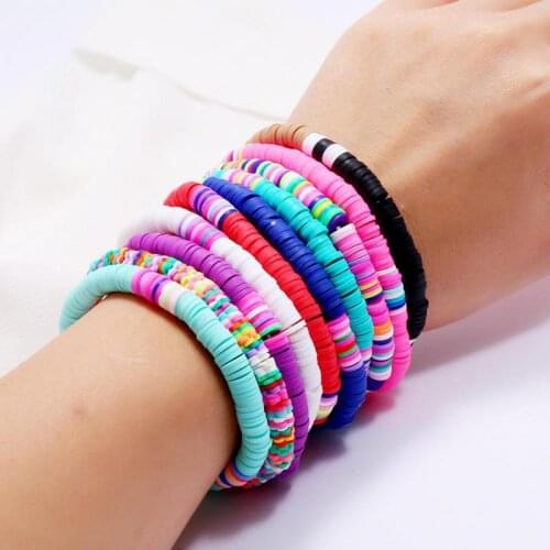 Handmade Bohemian Friendship Clay Bracelet Ethnic Colorful Seed Bead Charm Bracelet For Women Summer Beach Jewelry Party Gift