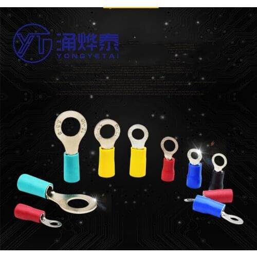 RV introduces pre-insulated round cold-pressed terminal block RV2-5 O-type terminal block Red yellow blue black green