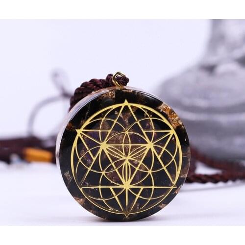 Seed of life Ancient Orgon Energy Crystal Pendant Chakra Symbol Orgonite Transport Necklace Natural Stone Reiki Healing