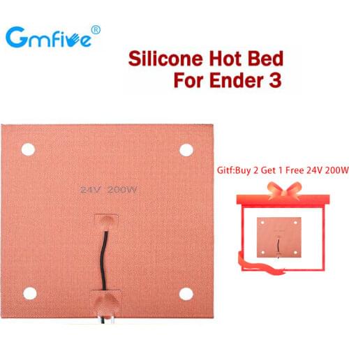 GmFive For Ender 3 Hot Bed Silicone Heated Bed 235*235mm 24V/110V/220V silica gel Build Plate For Ender-3s 3D Printer Parts