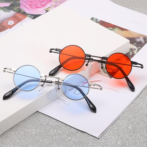 2021 Small Round Sunglasses Women UV400 Metal Design Punk Sun Glasses Steampunk Vintage Goggles Black Shades