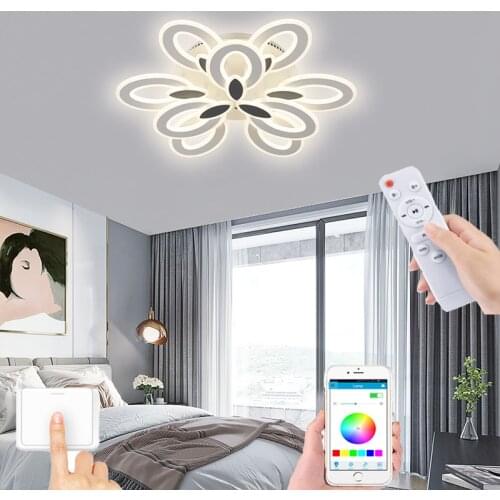 Nordic living room LED light intelligent remote control dimming lighting bedroom ceiling lamp villa dining room lighting fixture