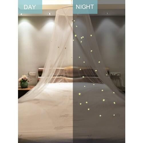 Glow in Dark Stars Mosquito Net for Crib Girls Princess Mosquito Net Hung Dome Bedding Baby Bed Canopy Tent Curtain Room Decor