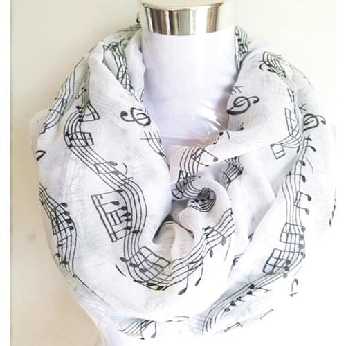 Navy bule Musical Notes winter Infinity Scarf Women music shawls and scarves foulard bufandas mujer 2019 echarpes foulards femme