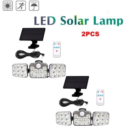 2pcs 138 led seperable remote Outdoor Solar Wall Lamp 3 Modes PIR Motion Sensor Waterproof Light Garden Path Emergency Security