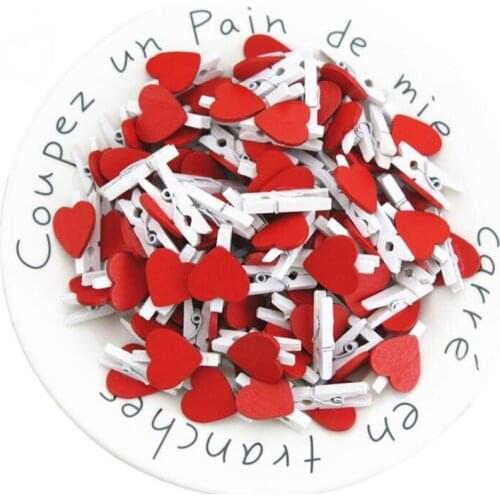 50Pcs/Pack Mini Heart Love Vintage Woodwork Clothes Photo Paper Peg Pin Clothespin Craft Postcard Clips Home Wedding Decoration